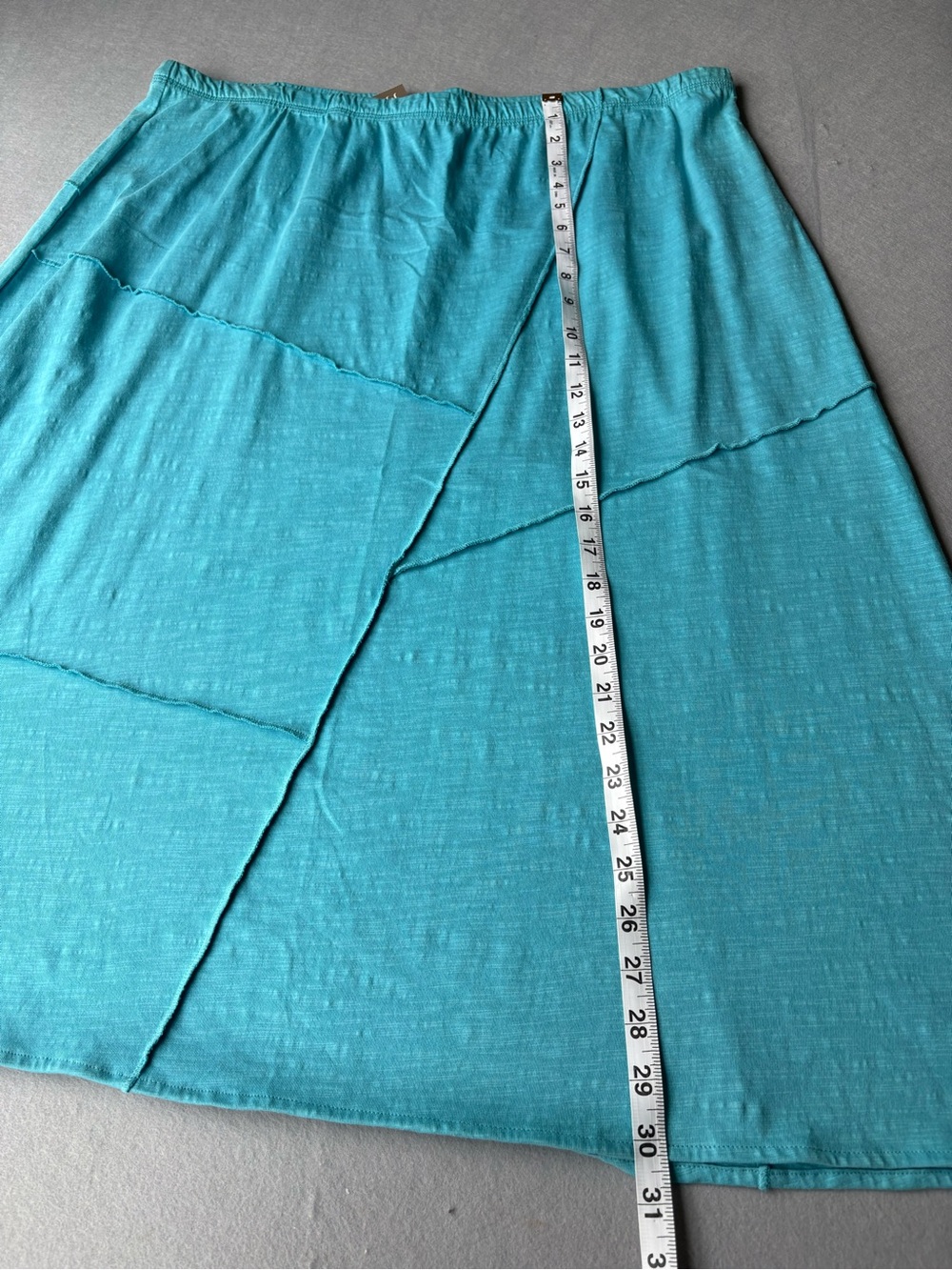 J. Jill Aqua Cotton Elastic-Waist Asymmetric Skirt 100% cotton sz XL flowy midi - Picture 5 of 8